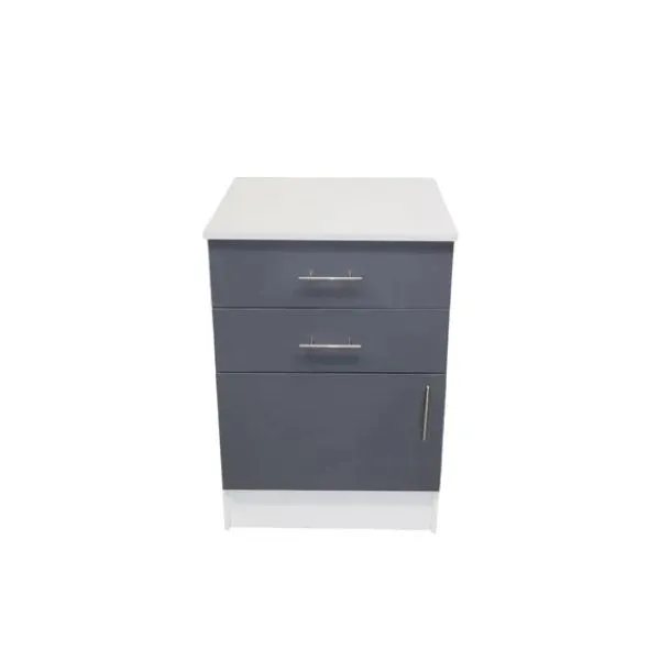 2Drawer 1Door Base Unit 600mm Grey Requires Assemblying