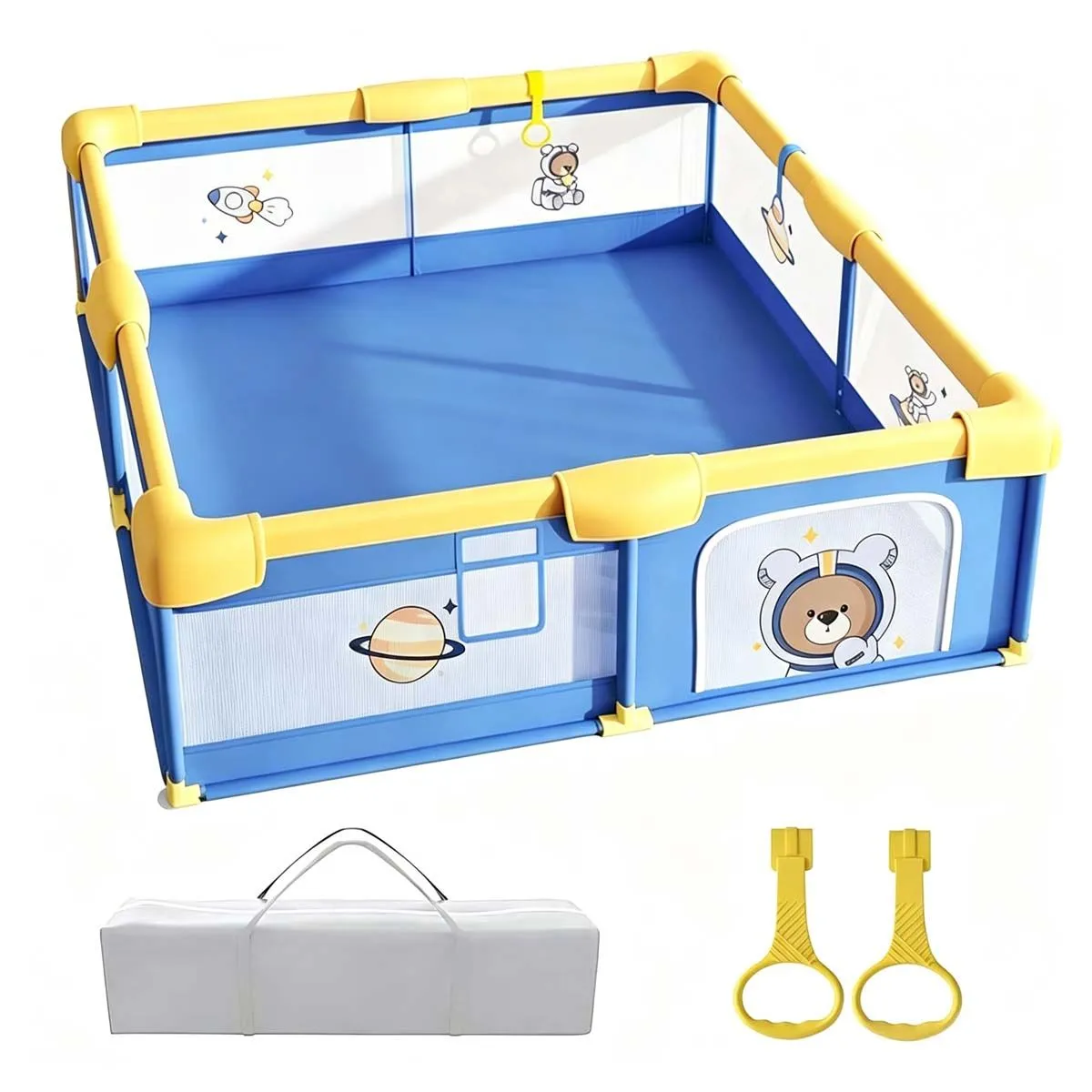 Large Anti Fall Play Yard Portable Playpen for Indoor Outdoor Toddlers - Blue