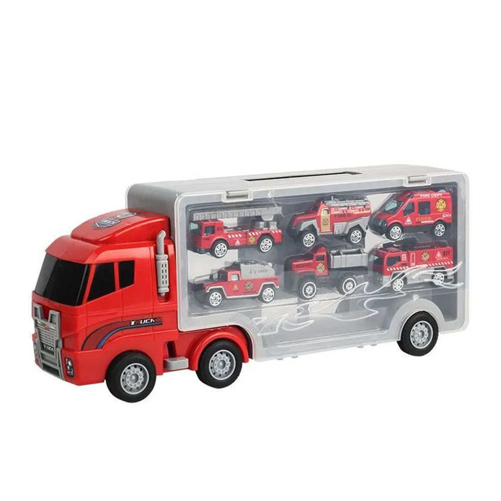 Fire Fighter Carrier Truck Toy with Slot Cars - Toys for Boys