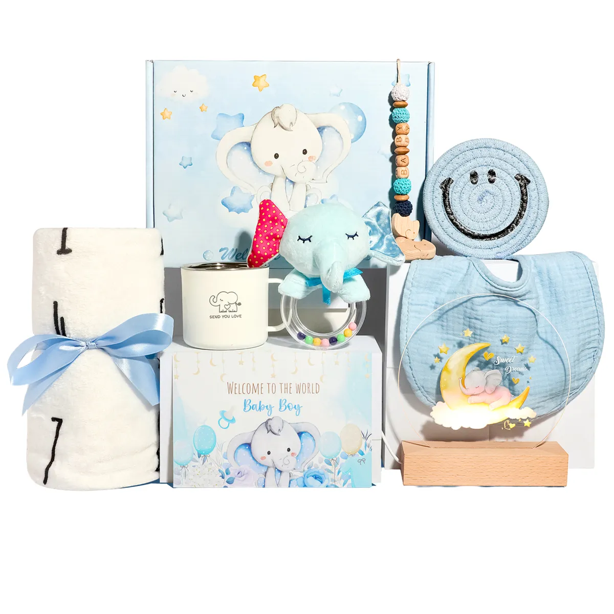 10 Pieces Newborn Gift Set, New Mom Gifts, Pregnancy Gifts, Baby Shower Gift - Blue