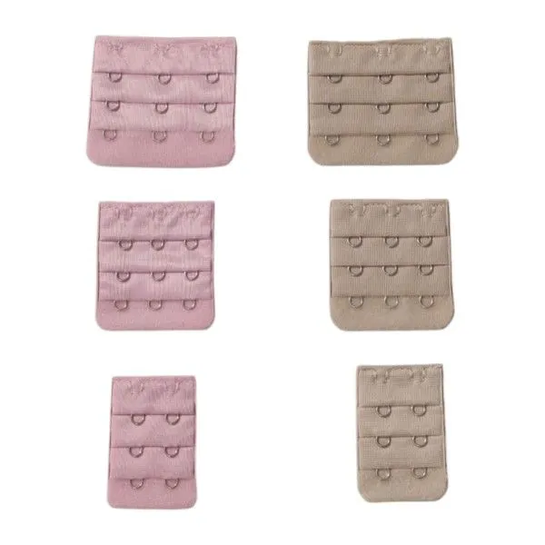 6 Pack - Adjustable Bra Extender Set - Multicolor - Pink & Beige