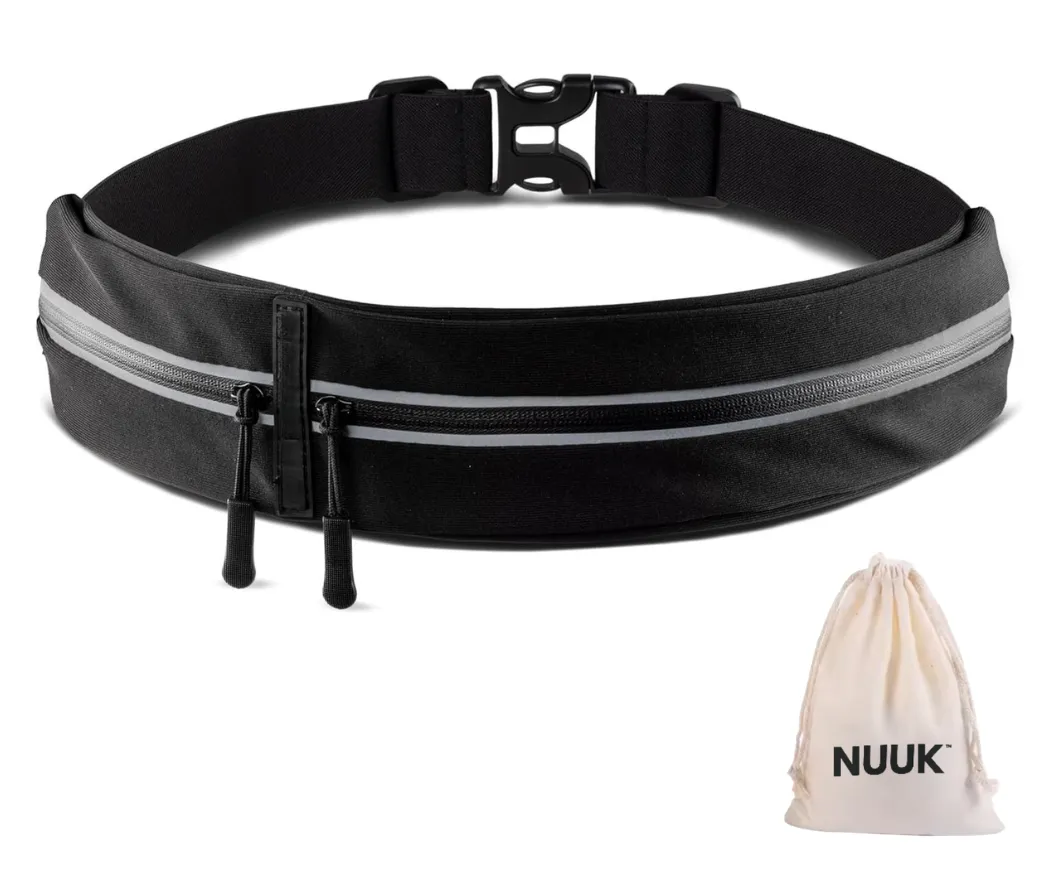 Running Belt for Men & Women with Drawstring Bag - Black