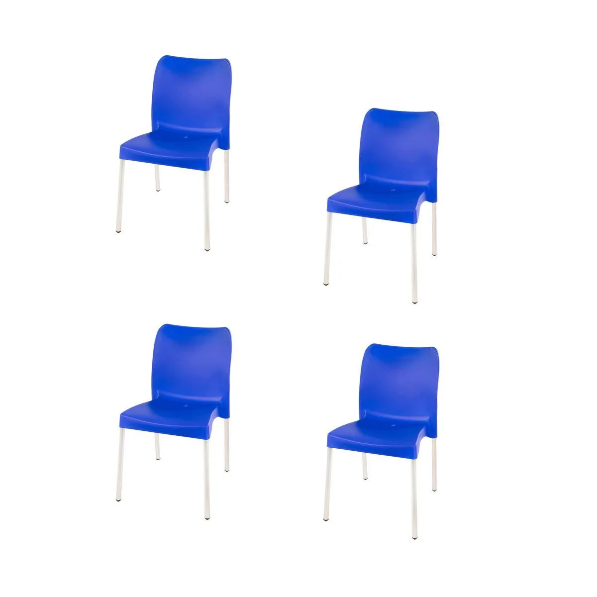 Set of 4 - Heavy Duty Bistro Chair - No Armrests - Bright Blue