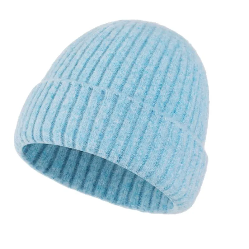 Soft Fuzzy Yarn Ribbed Beanie Stretch Winter Hat For SA Men Women Teens - Blue