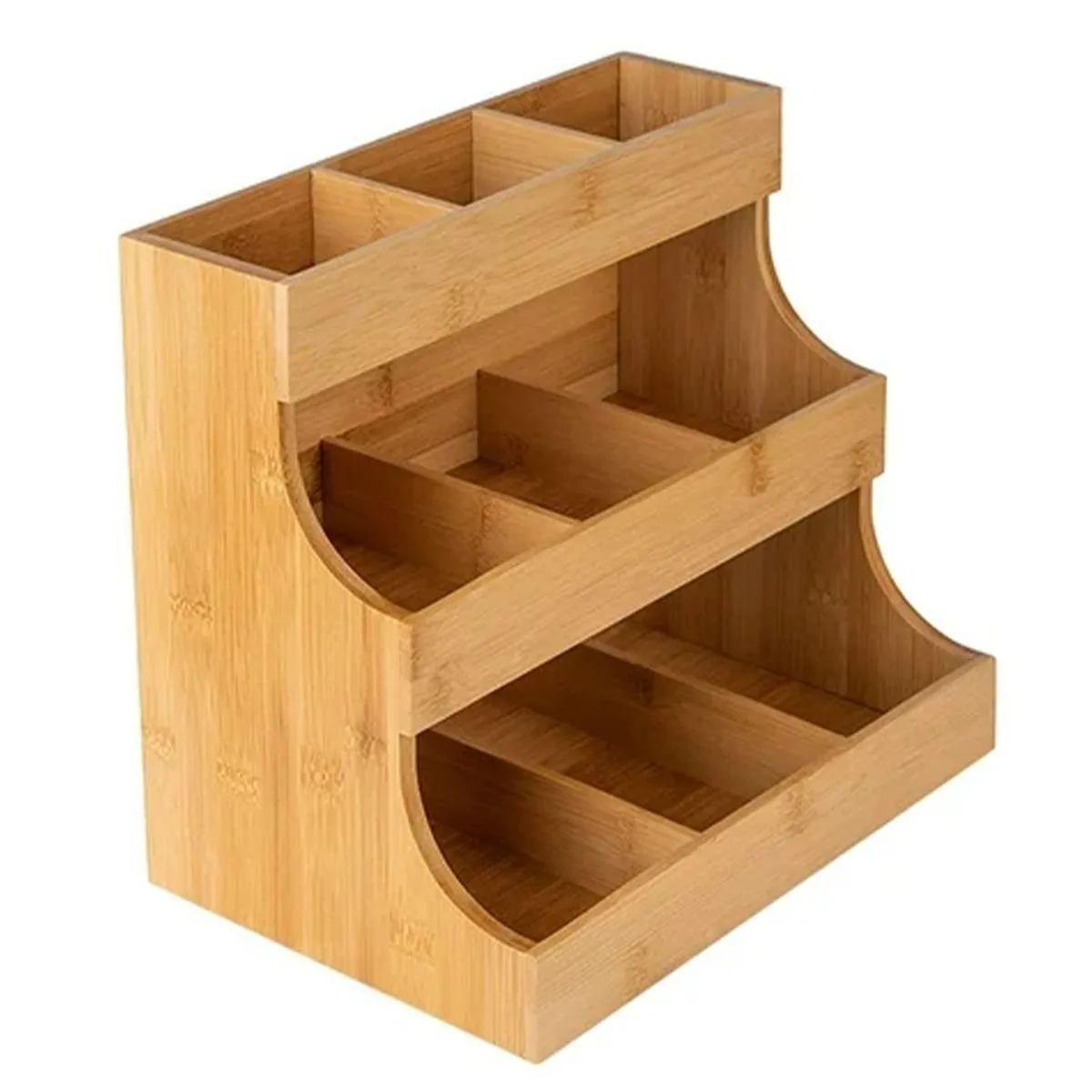 3-Tier Bamboo Tea & Coffee Organizer - Holds 180 Bags Pantry/Office Storage
