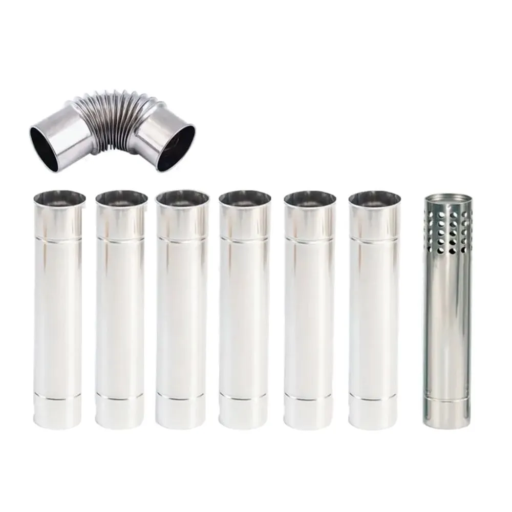 Camping Stainless Steel Tent Stove Pipes with 90-Degree Elbow - 29cm