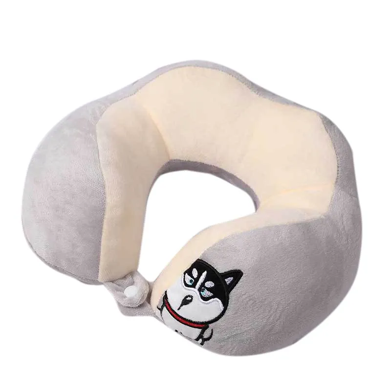 Cartoon U Shaped Travel Neck Pillow Dog Design