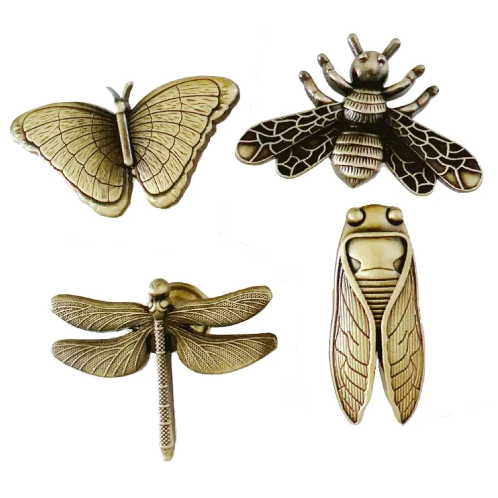 Decor Insect-Shaped Bronze Cabinet Drawer DoorKnobs 4 Piece