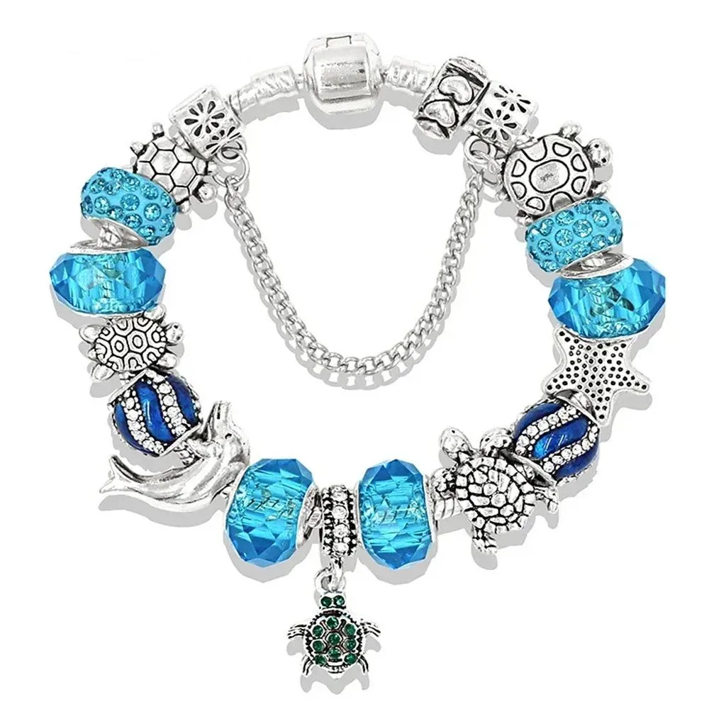 Women Bracelets Fashion Jewelry Bangles Blue Ocean Animal Bead Bracelet