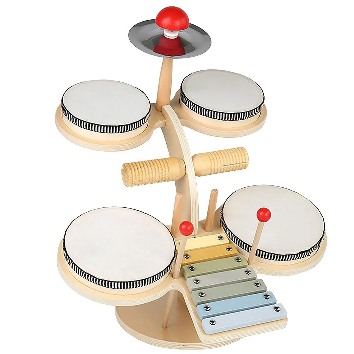 Toddler Wooden Drum Set, Kids Musical Instruments Toy