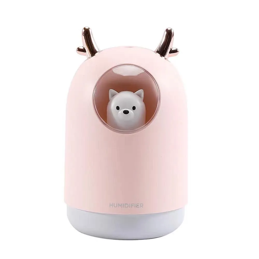 USB Cute Puppy Air Humidifier Aromatherapy Home Office Mist - Pink