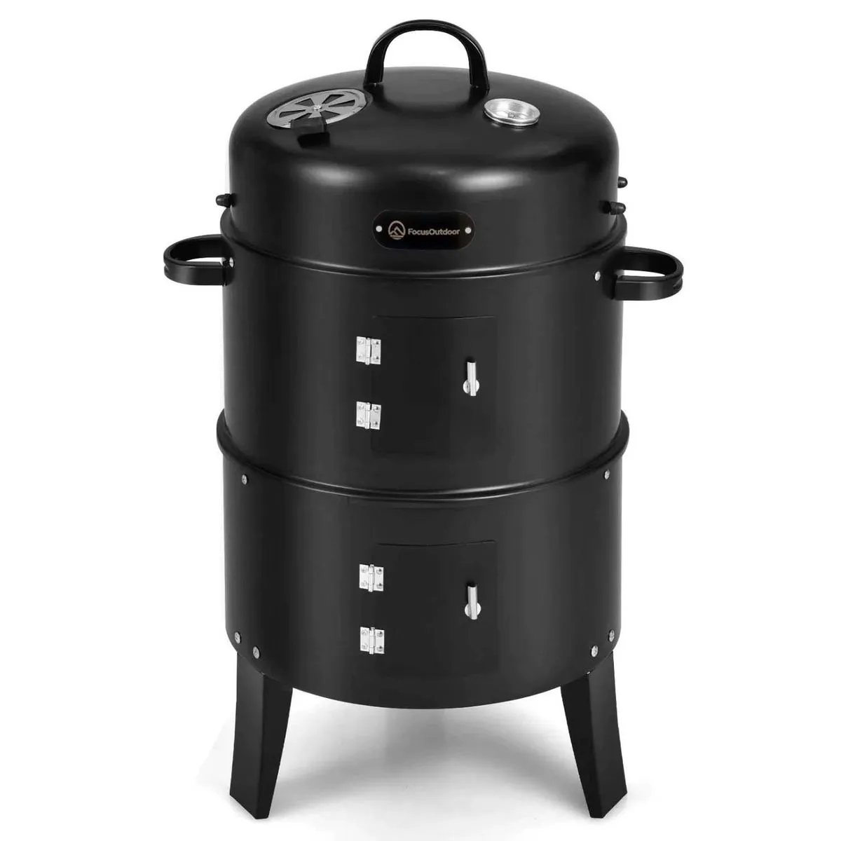 FocusOutdoor 3-in-1 Portable Charcoal Braai Grill & Smoker