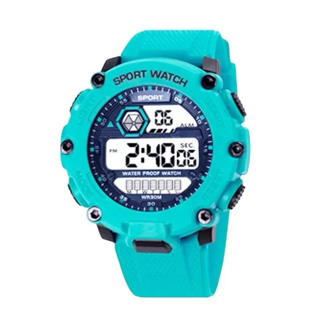 Waterproof 30mm Digital Watches for Men Sport Stopwatch - Blue