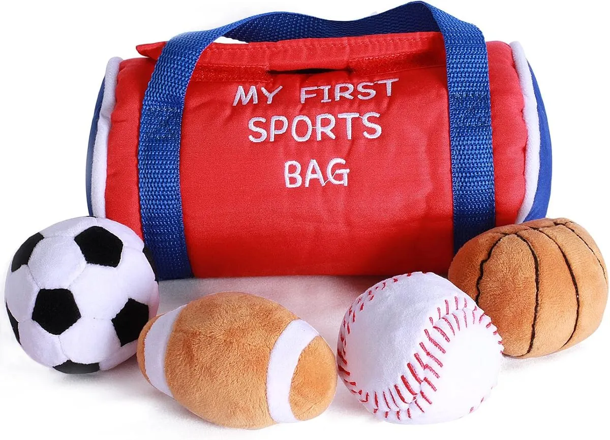 My First Sports Bag Stuffed Plush Playset - Baby Gift Toys ages 0 and up