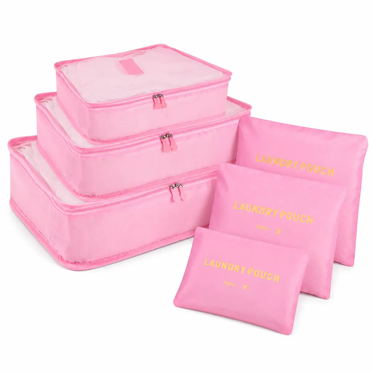 SKY-TOUCH Luggage Packing Cubes Organizer Set - Pink - 6 Piece