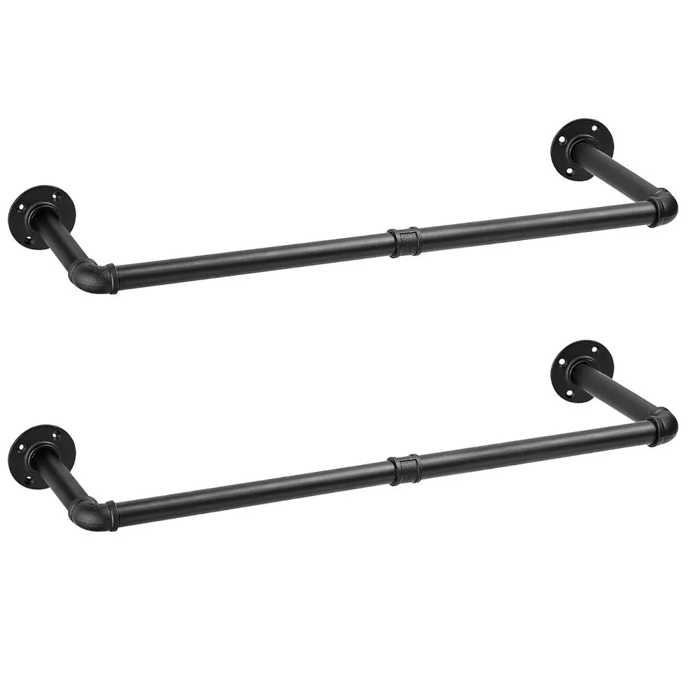 Chenshia Industrial Pipe Clothes Rack Wall Mounted Clothing Rail 92.5cm-2Pc