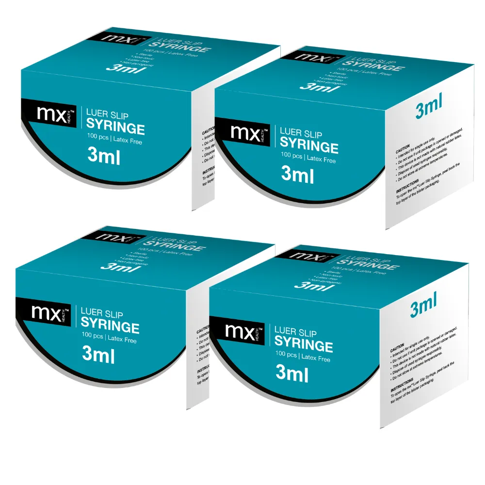 MX Syringe 3ml 3-part Luer Slip (100's)- 4 Boxes