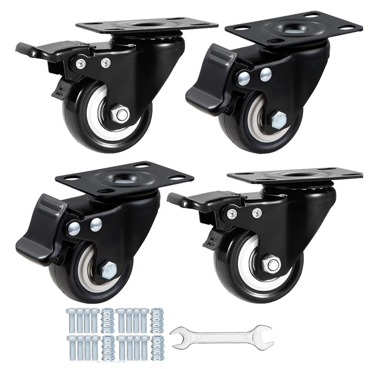 60mm-360 Swivel Rubber Locking Heavy Duty Silent Wheel With Brake