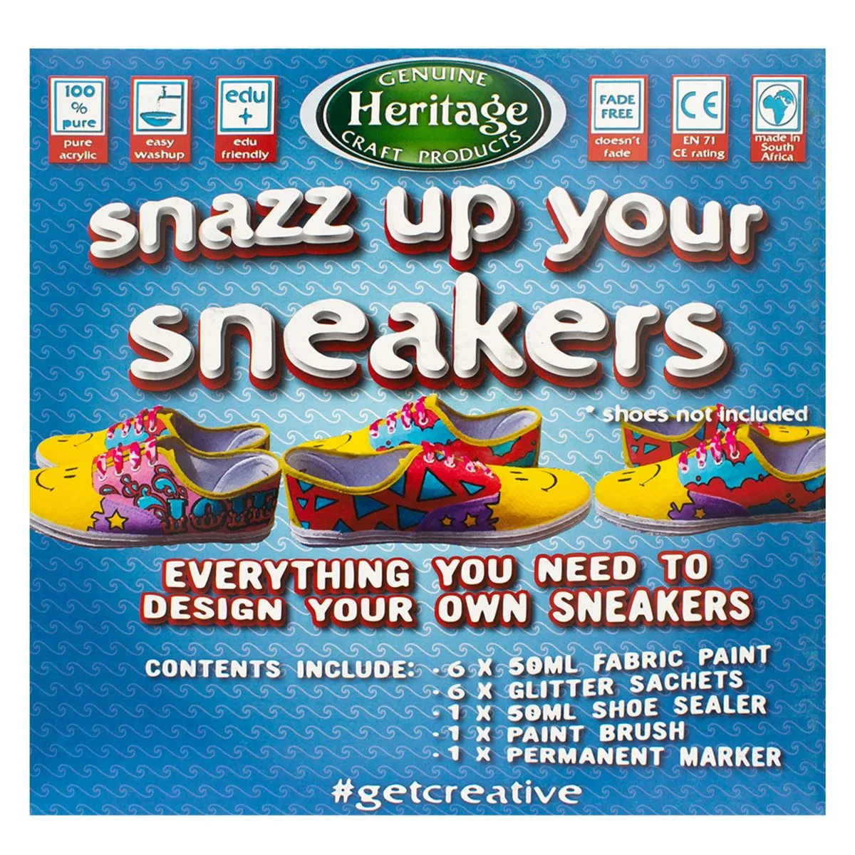 Heritage Snazz up your SNEAKERs Paint KIT for Shoes / Tekkies - Fancy Paints