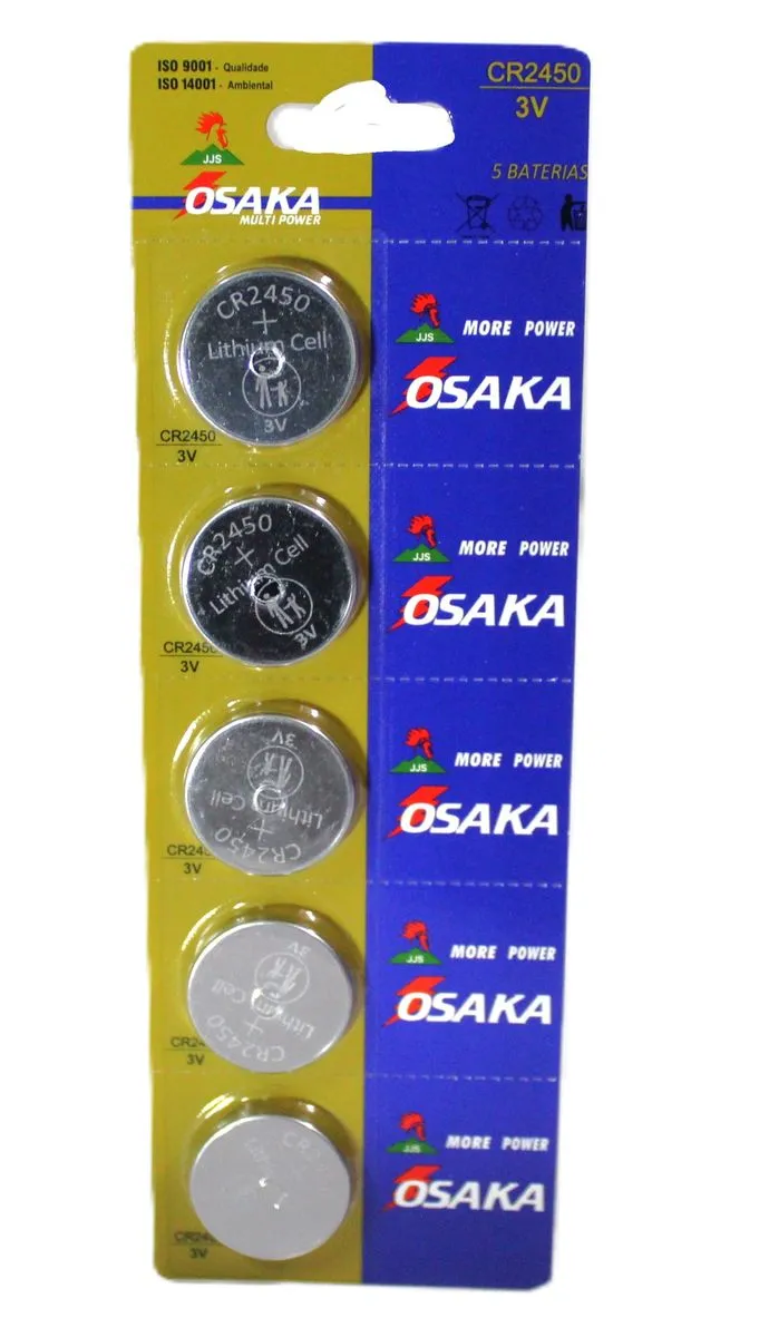 Pack of 5-Osaka CR2450 3V Extra Heavy Duty Long Life Lithium Coin Battery