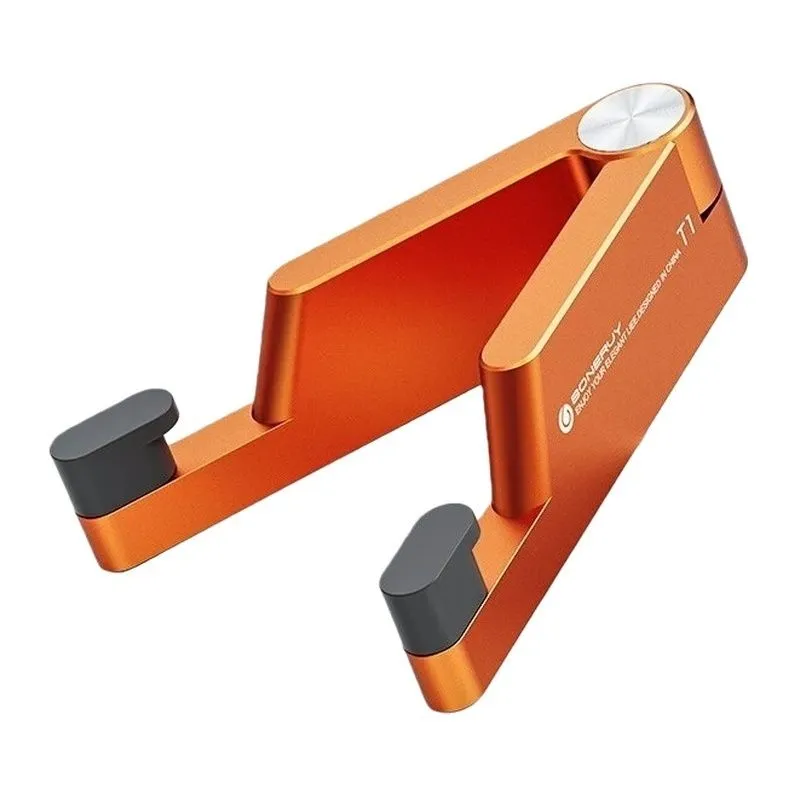 Universal Mini Aluminum Folding Phone Stand Compatible with Mobile Phones - Orange
