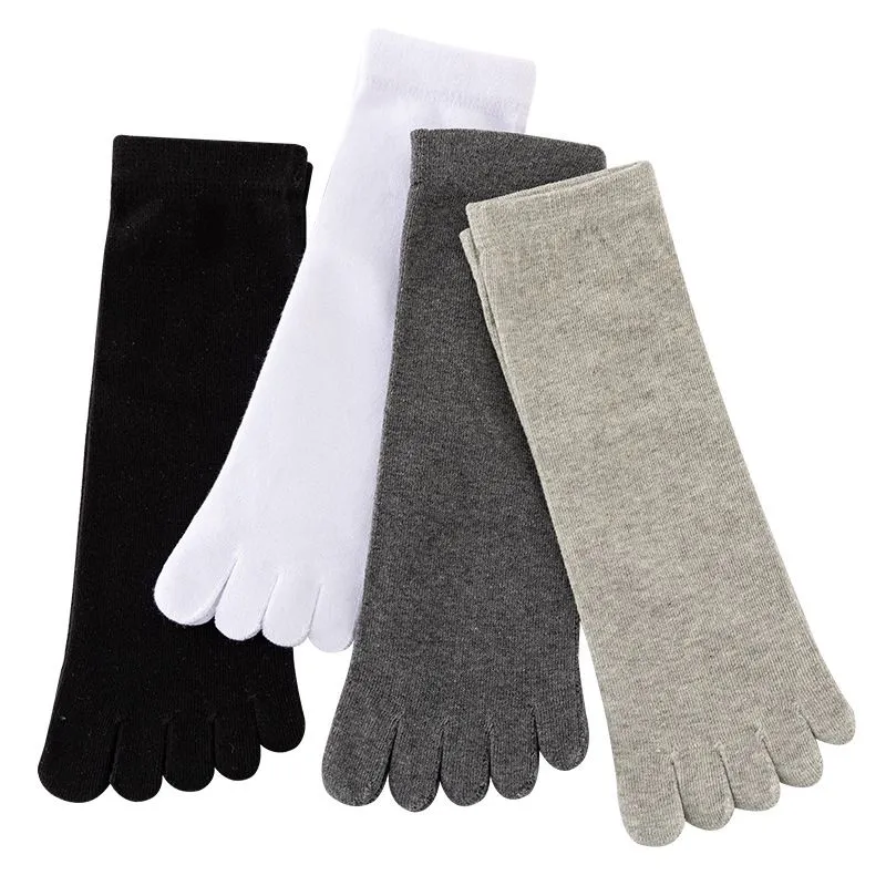 Toe Socks - Breathable Cotton Socks - Black, White, Grey - 4 Pairs