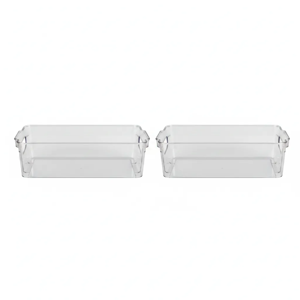 Clear Organiser Tray for Versatile Storage - 2 Pack