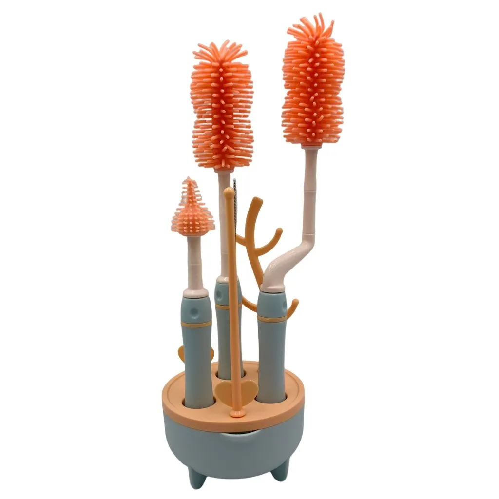 Bottle Brush Set for Baby Bottles - 8 Piece Set with Drying Rack