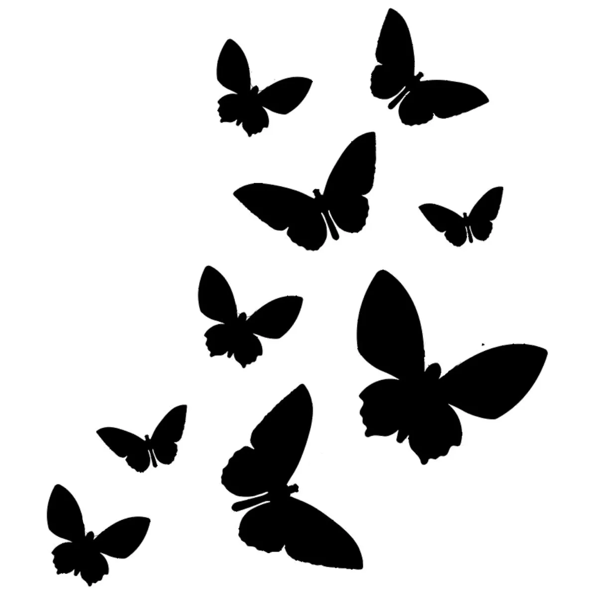 Vinyl Car Stickers - Flying Butterflies - Black