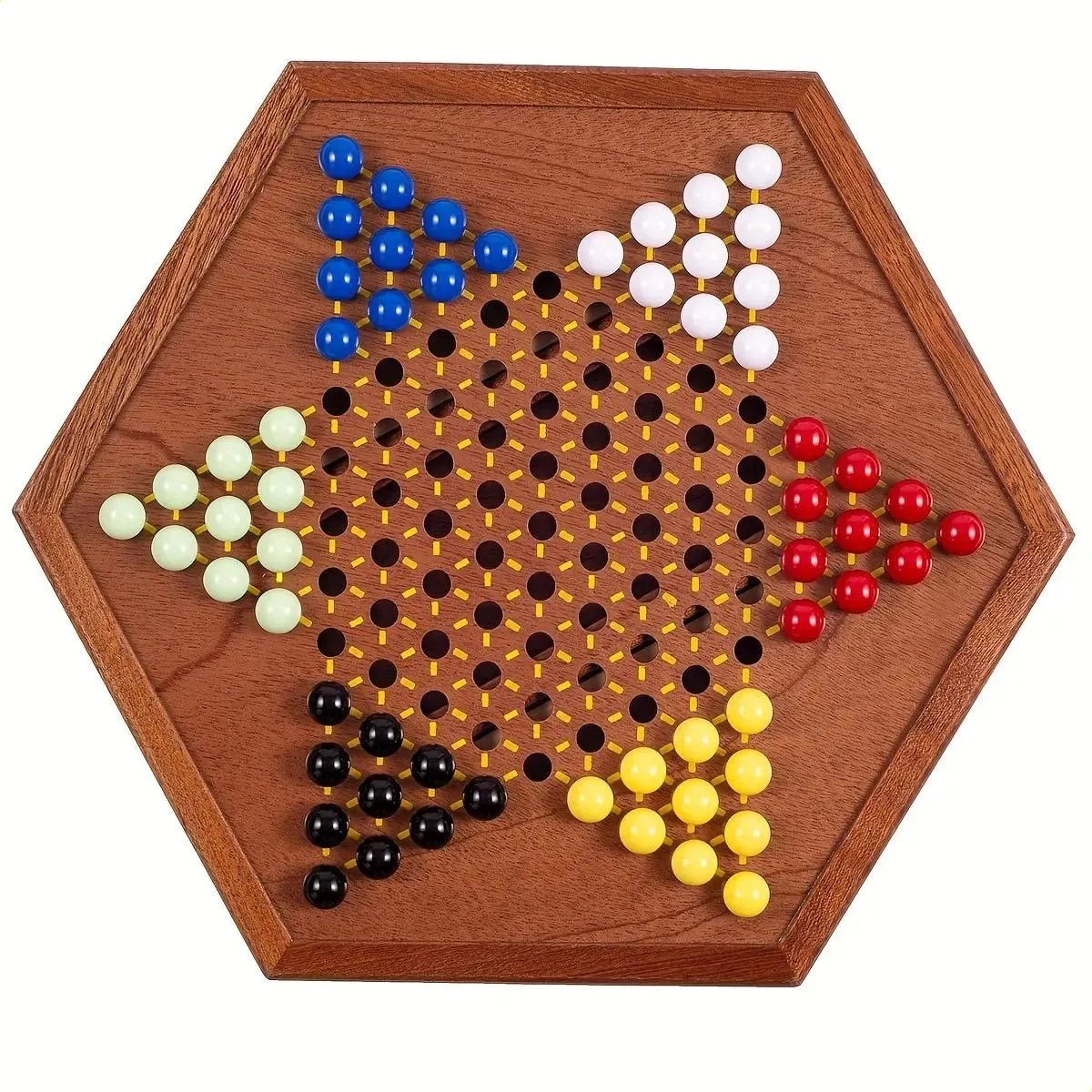 ZELTRYN Wooden Chinese Checkers - Classic Multi-Player Strategy Board Game