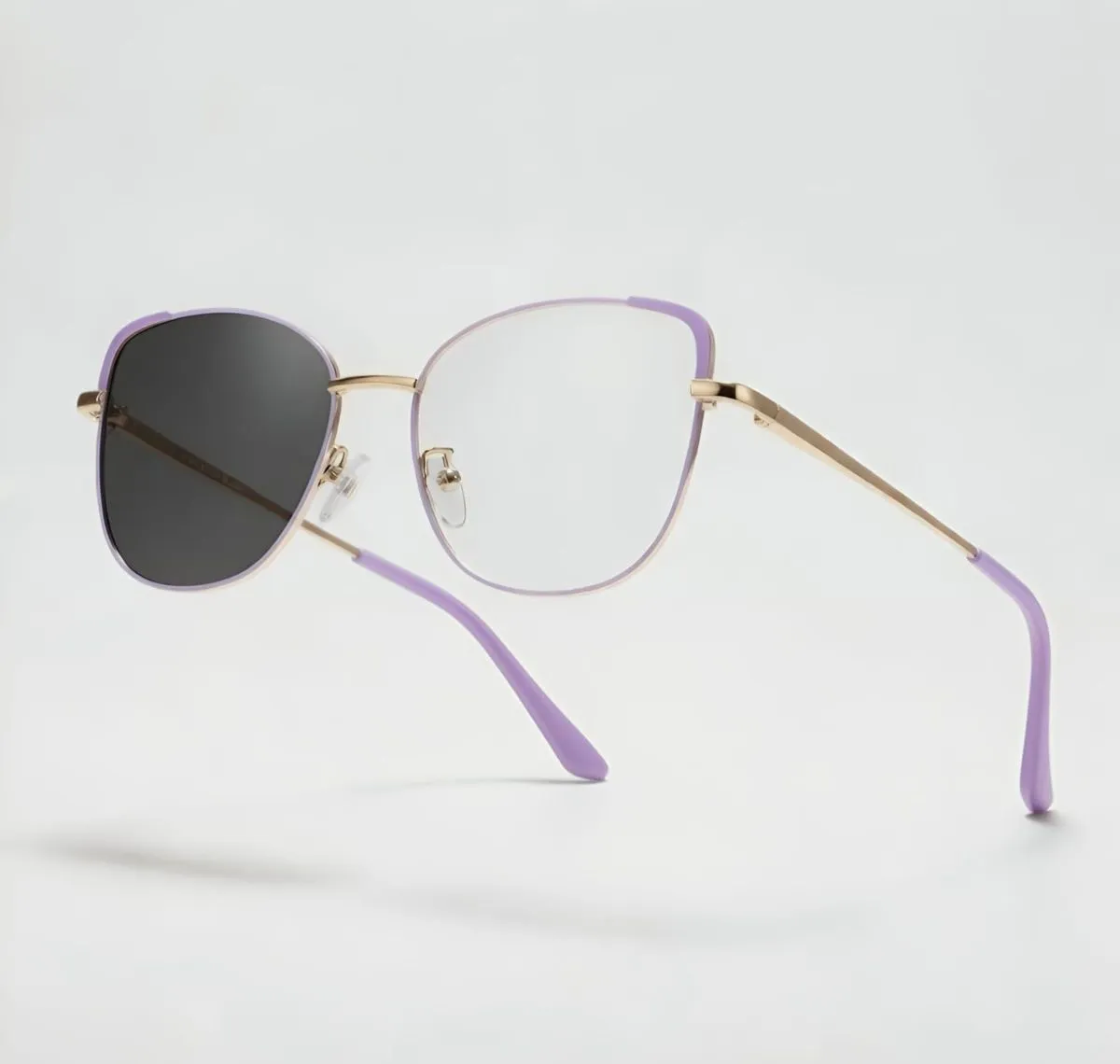 Metal Cat Eye Photochromic Anti Blue Glasses - Purple