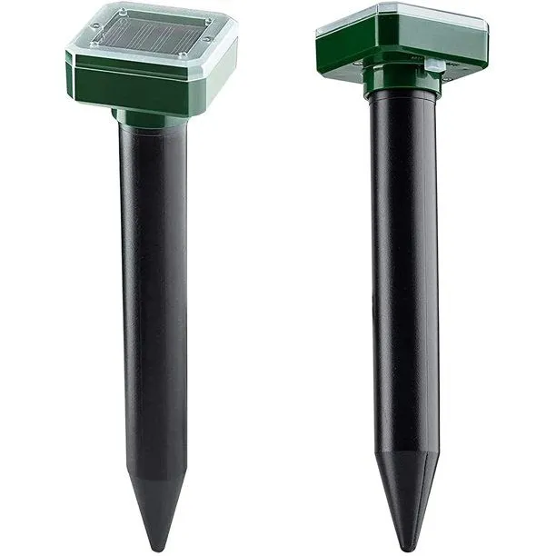 Ultrasonic Outdoor 2 Pack Solar Mole Repellent for Lawn Garden Yard