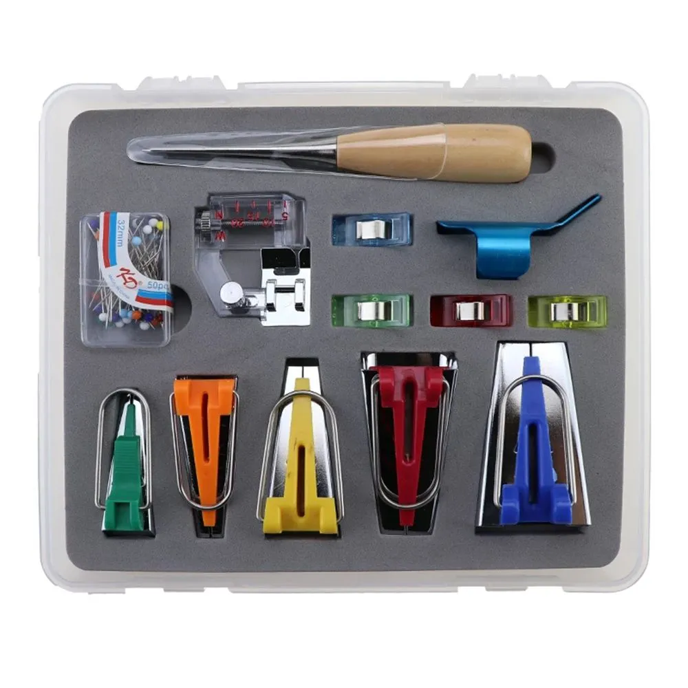 62-in-1 Fabric Bias Tape Maker Set for DIY Quilting Sewing Craft Tools