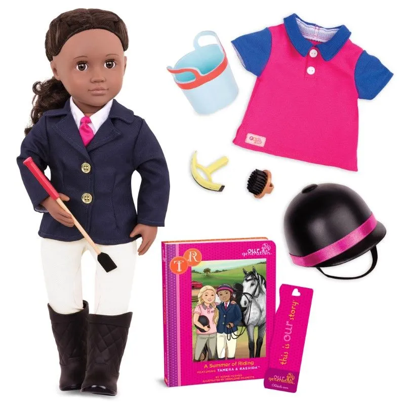 Our Generation - Posable 46cm Doll & Storybook - Brunette Hair & Brown Eyes - Horseback Riding Outf…