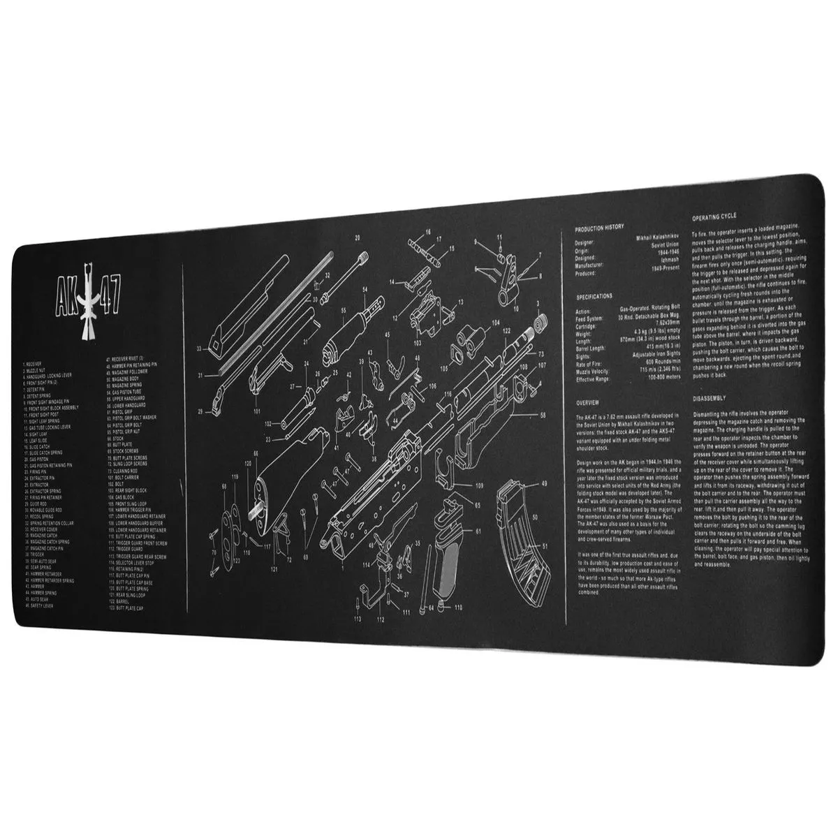 Tactical Cleaning Mat Non-Slip Extra Large Gaming Mouse Pad Waterproof - Ak47-Black