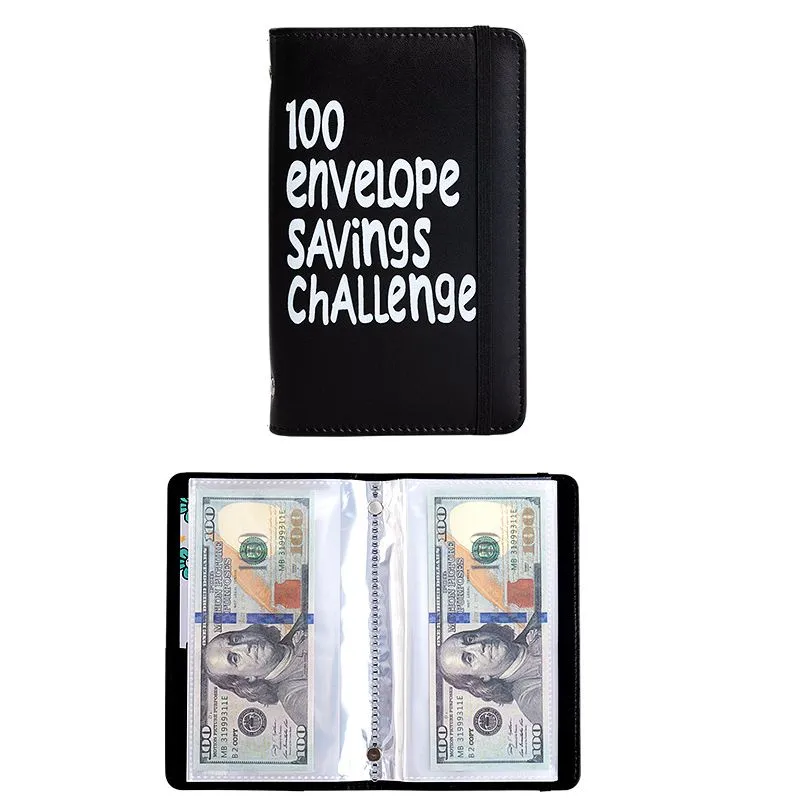 100 Days Money Saving Envelope BudgetStorage Book - Black