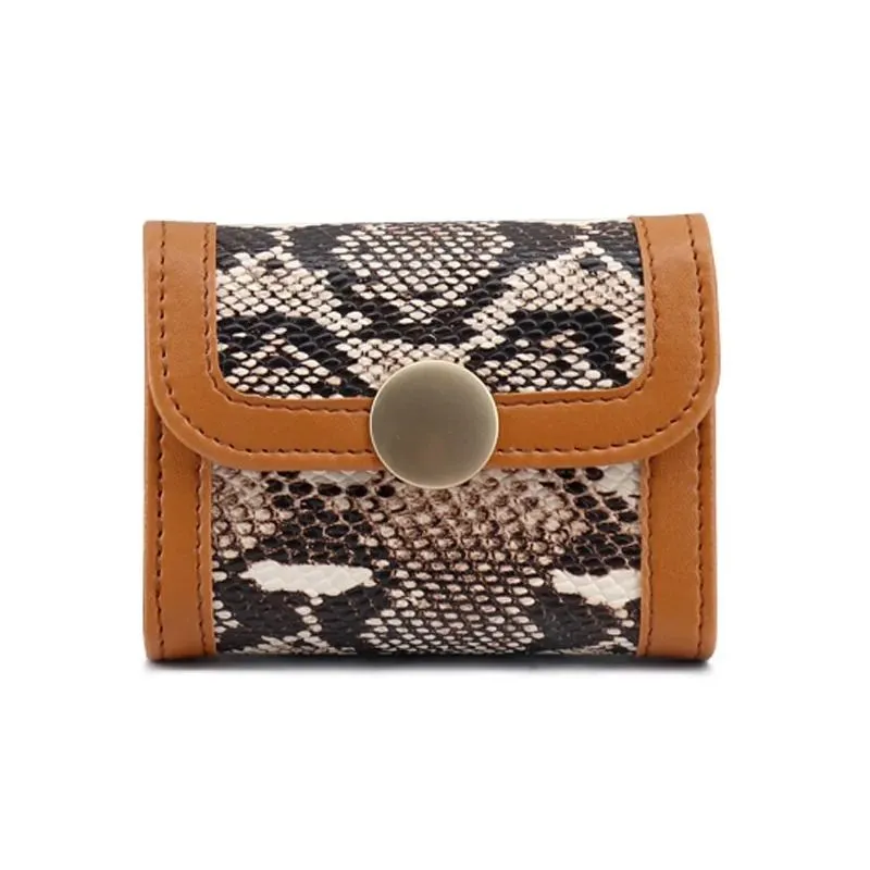 Luxury Women Short Wallet Serpentine Clamshell Organ Card Bag