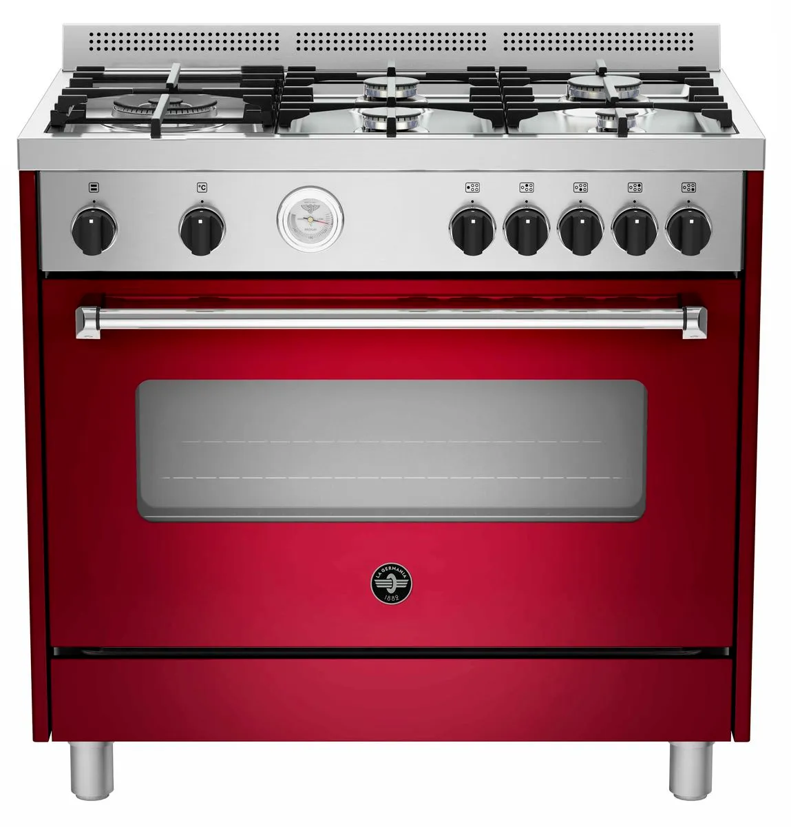 La Germania Americana 90cm Full Gas Stove 5xB Gas oven & Gas Grill Burgundy