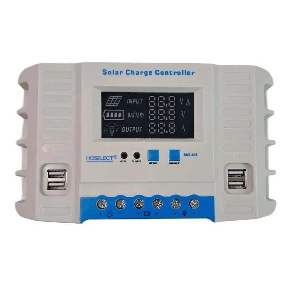 50A PWM Solar Charge Controller 12V/24V - LCD Display with Dual USB Outputs