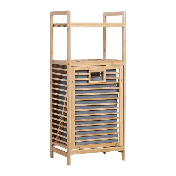 Bamboo Tilt Out Laundry Hamper Basket With Shelf Home Storage