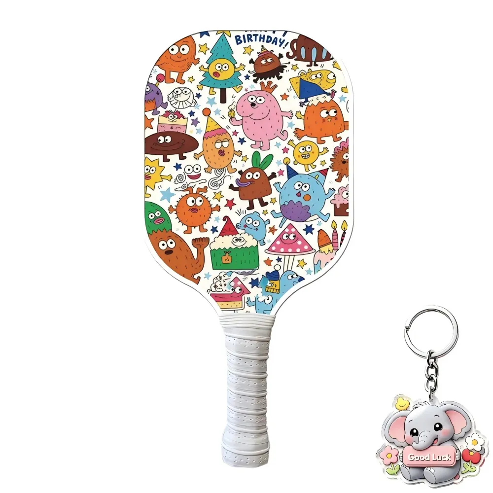 Cartoon Pattern Pickleball Racket with Comfortable Grip