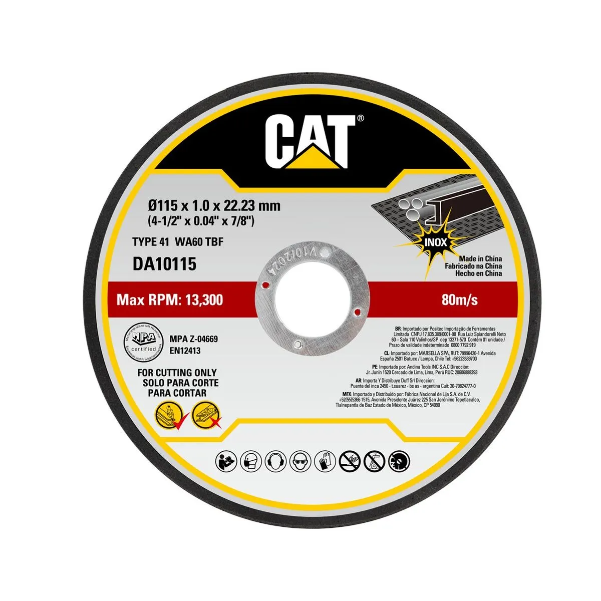 CAT Cutting Disc 115mm x 1mm x 22.2mm 10 piece