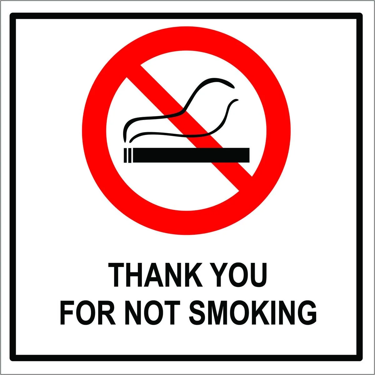 Thank you for Not Smoking Sign 15x15cm - 2 Pack