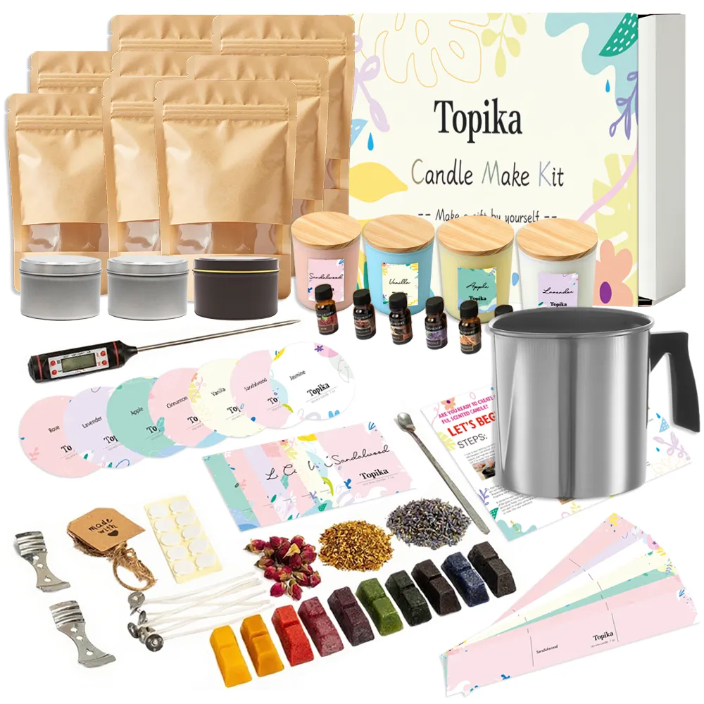 TopikaHome-DIY Candle Making Kit for Adults, Soy Wax 7 Scents, Jars & Tools