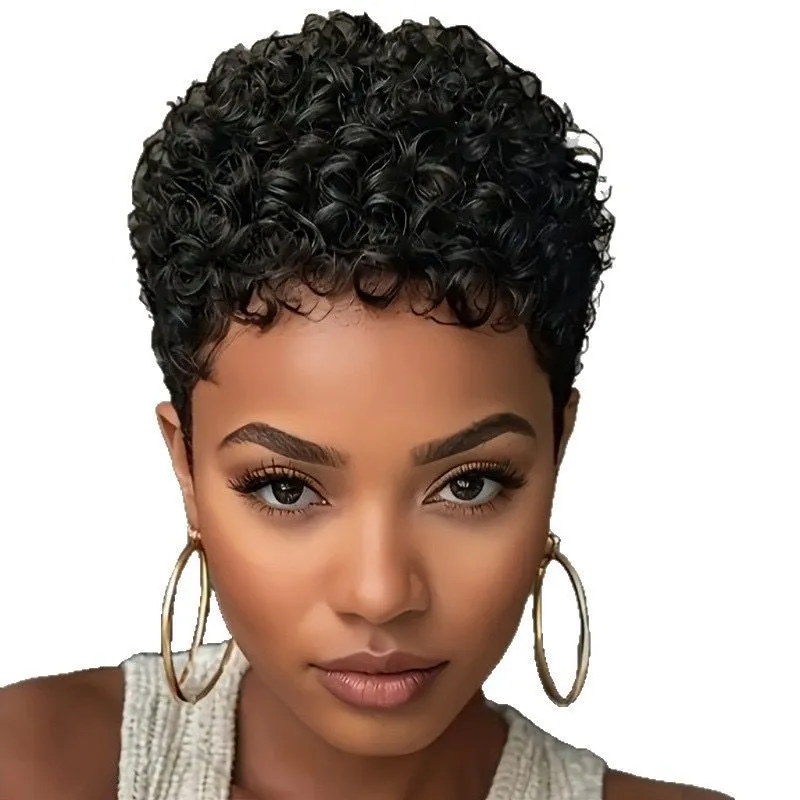 Female elf short curly hair headgear