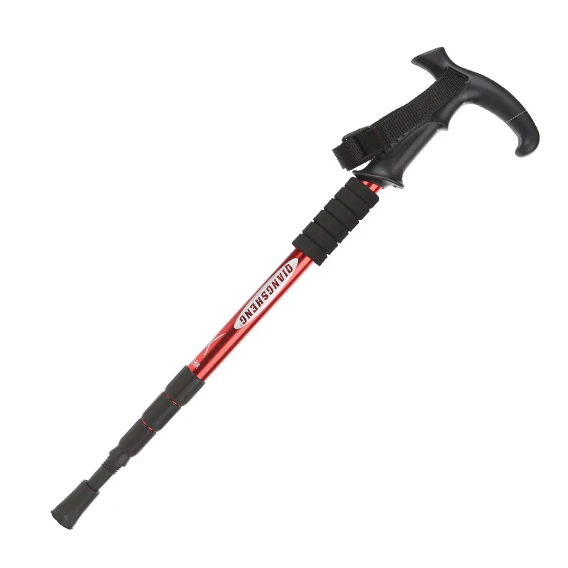 Walking Stick, Trekking Poles Walking Folding Cane with T Handle - Red