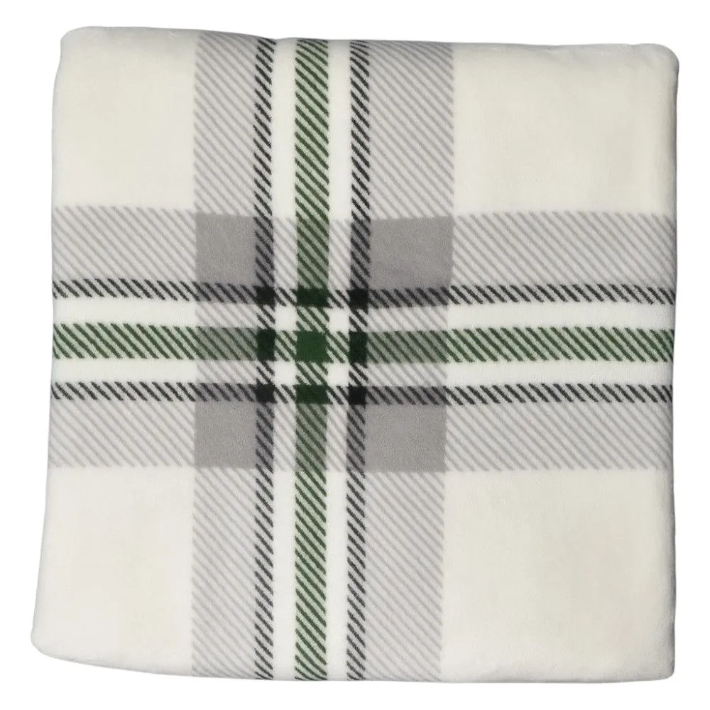 Queen Plush Blanket 229cm - White and Green