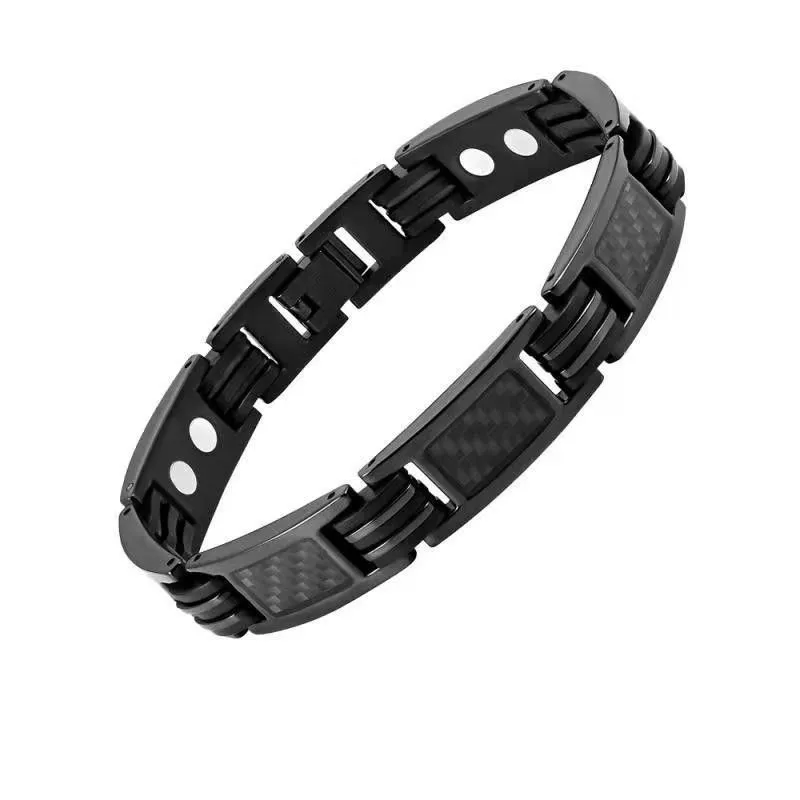22cm Titanium Health Magnetic Bracelet Blue Color Luxury Bangles - Black