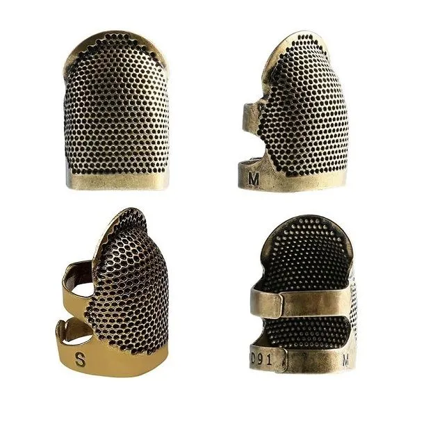 4 Piece Adjustable Copper Sewing Thimble Finger Protector 2 Size