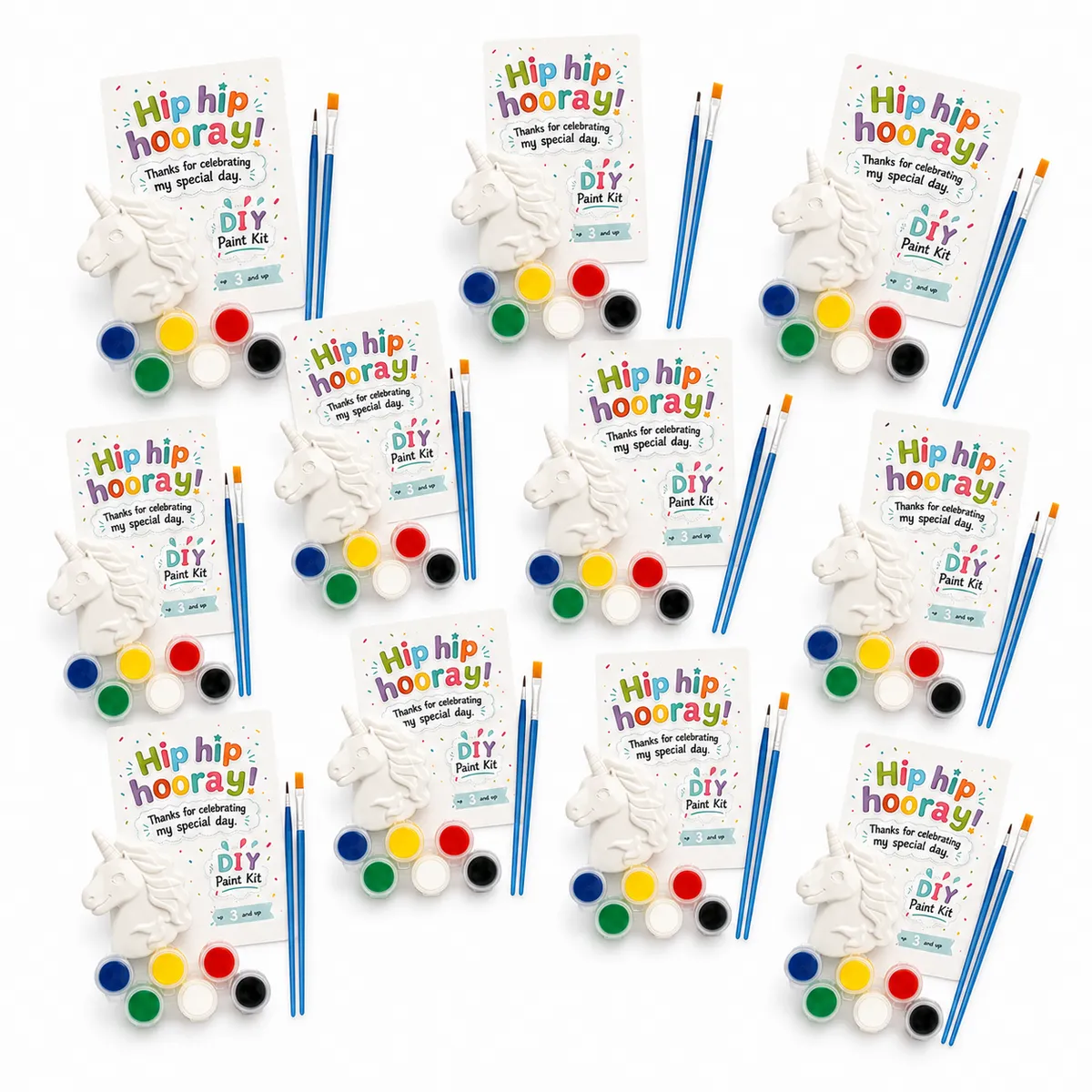 Kids Craft Plaster Unicorn Party Favour DIY Ornament Paint Kits - 12 Pack